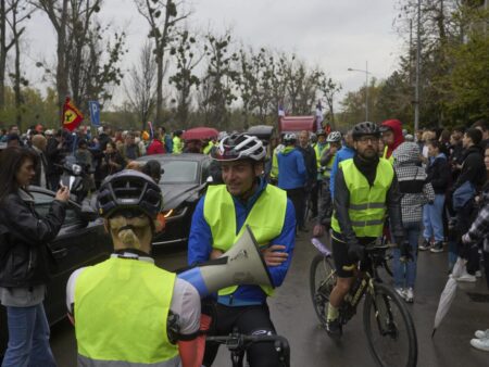 Serbian students cycle hundreds of miles to take their grievances to the EU – The Independent