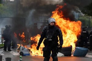 Nationwide protests in France turn new prime minister’s first day into chaos – PBS