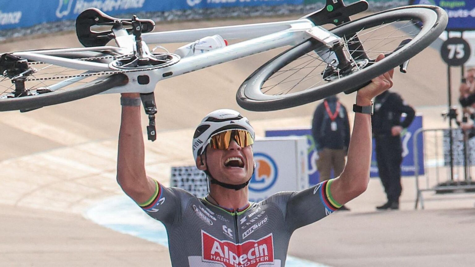 Van der Poel wins Paris-Roubaix again with Pogačar in second place after late crash – AP News