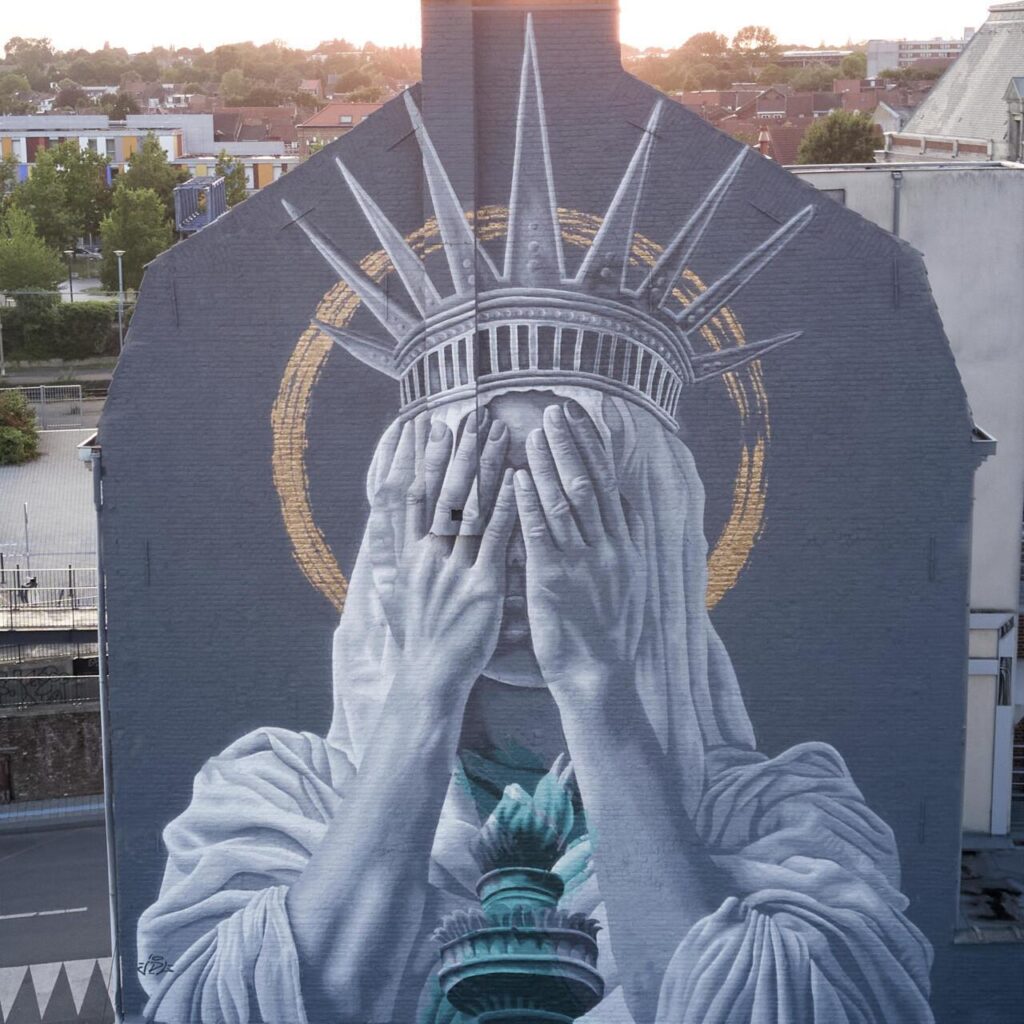 French mural of Statue of Liberty covering her eyes in shame angers Trump supporters – France 24