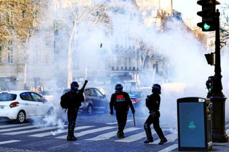 Police Deploy Teargas to Break Up Striking Protesters in Paris – Watch the Footage Police fire teargas at striking protesters in Paris – video – The Guardian